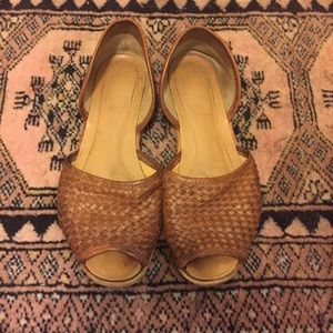 Woven leather flats sandals open toe